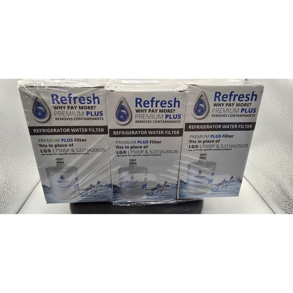 Refresh R-9890PLUS-S Refrigerator Water Filter 3-Pack Fits LG LT500P Kenmore9890